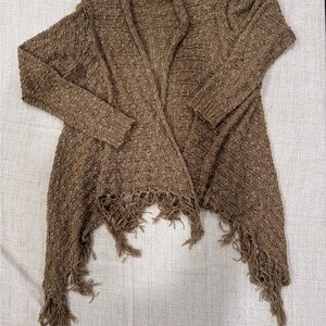 O'Neill Textured Brown Fringe Cardigan